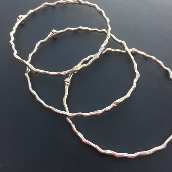 BCBG Sterling Silver Water Droplet Wave Bangles - Picture 2 of 8